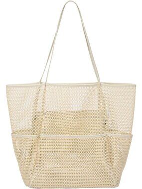 Women's Beige Waterproof Pool Bag for Travel Family Pool Beach Vacation Tote Bag
